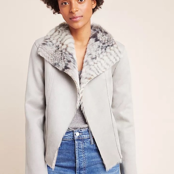 Anthropologie Faux Fur Suede Reversible Jacket - Picture 2 of 5